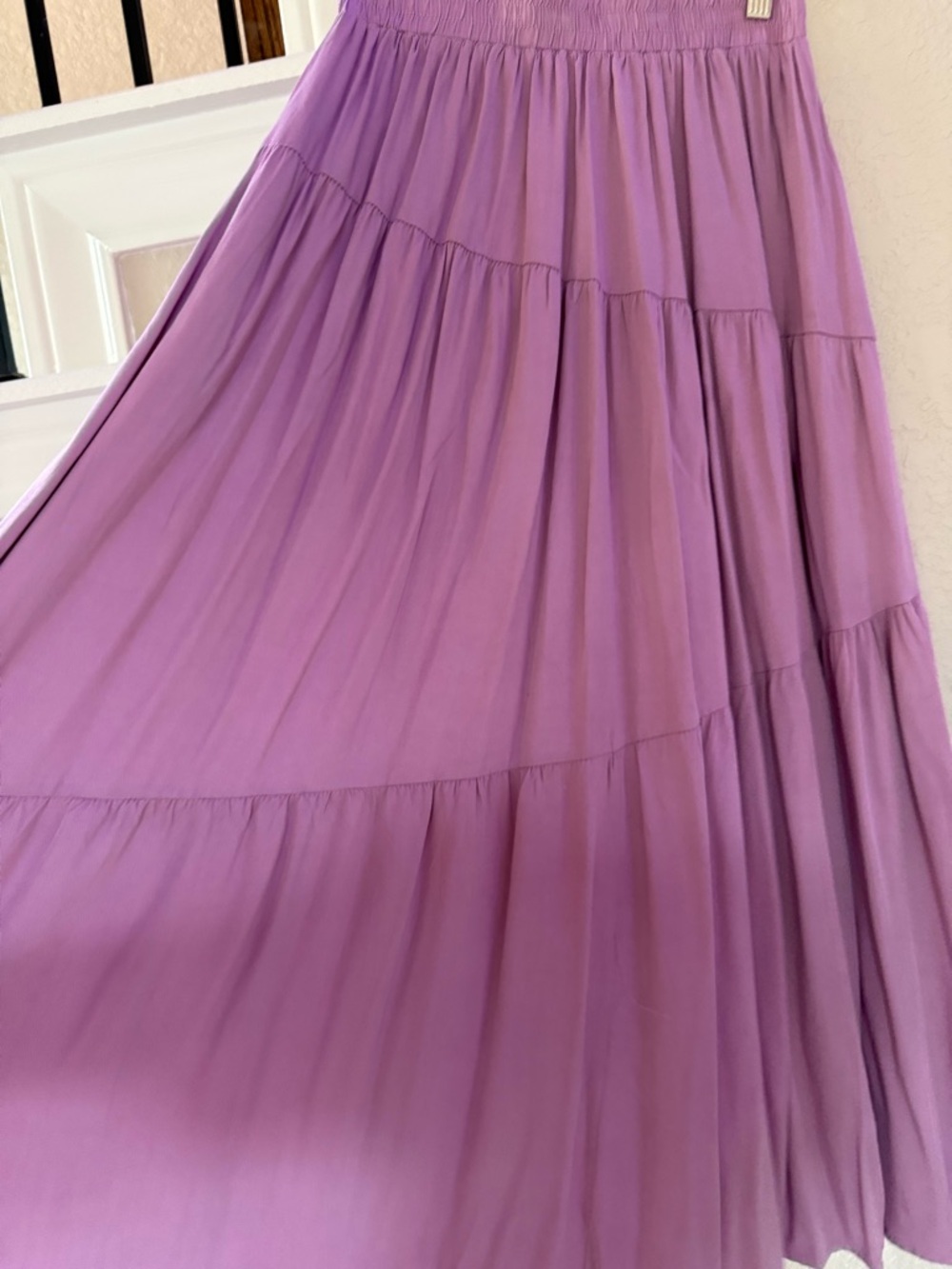 Lilac Tiered Maxi Skirt - Women's Flowing Skirt - Picture 2 of 4